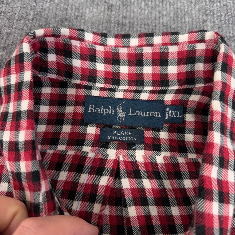 Vintage Polo Ralph Lauren Shirt Men XL Red Black Plaid Blake Oversized Flannel - Picture 5 of 9